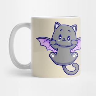 Cute Cat Bat Flying Cartoon Mug